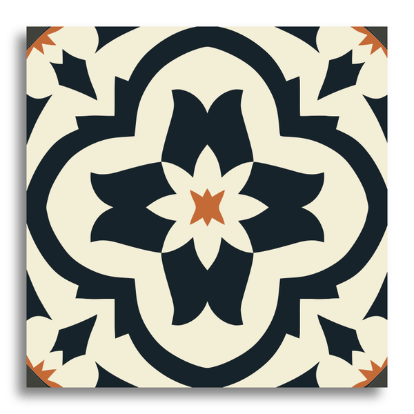 Charcoal Blossom Encaustic Harmony Tile (Sample.250519.kjzvo)