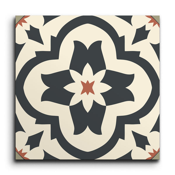 Charcoal Blossom Encaustic Harmony Tile (Sample.250528.nsxzd)