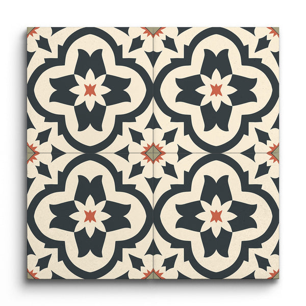 Charcoal Blossom Encaustic Harmony Tile (Sample.250528.nsxzd)